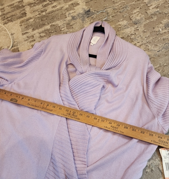 NWT Jones New York Angora Rabbit Hair Blend purple drape cardigan. 3X. - Picture 8 of 16